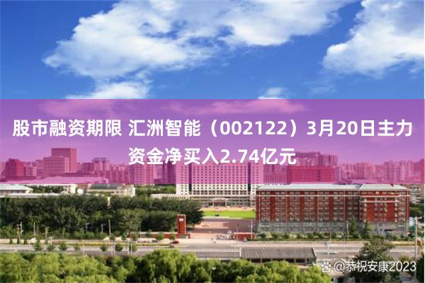 股市融资期限 汇洲智能（002122）3月20日主力资金净买