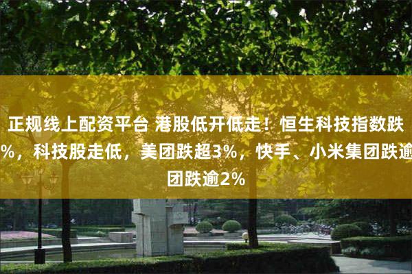 正规线上配资平台 港股低开低走！恒生科技指数跌超2%，科技股